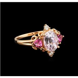 2.40 ctw Kunzite, Tourmaline and Diamond Ring - 14KT Rose Gold