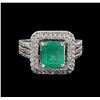 Image 2 : 1.48 ctw Emerald and Diamond Ring - 14KT White Gold