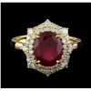 Image 2 : 3.52 ctw Ruby and Diamond Ring - 14KT Yellow Gold