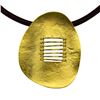 Image 1 : Matte Oval Pendant Leather Necklace - Gold Plated