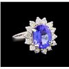 Image 1 : 3.32 ctw Tanzanite and Diamond Ring - 14KT White Gold