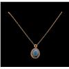 Image 2 : 14KT Rose Gold 14.35 ctw Chrysoprase and Diamond Pendant With Chain