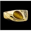 Image 2 : 1.65 ctw Cats Eye and Diamond Ring - 14KT Yellow Gold