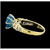 Image 3 : 3.26 ctw Blue Zircon and Diamond Ring - 14KT Yellow Gold