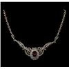 Image 2 : 3.95 ctw Ruby and Diamond Necklace - 14KT White Gold