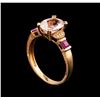 Image 4 : 1.87 ctw Morganite, Ruby and Diamond Ring - 14KT Rose Gold