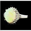 Image 1 : 3.56 ctw Opal and Diamond Ring - Platinum