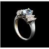 Image 4 : 14KT White Gold 1.17 ctw Aquamarine and Diamond Ring