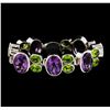 Image 1 : Amethyst and Peridot Bracelet - Silver