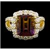 Image 2 : 4.56 ctw Ametrine Quartz and Diamond Ring - 14KT Yellow Gold