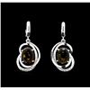 Image 1 : 4.15 ctw Tourmaline and Diamond Earrings - 14KT White Gold