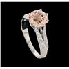Image 4 : 1.94 ctw Morganite and Diamond Ring - 18KT White Gold