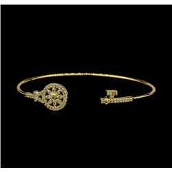 CZ Key Open Bangle Bracelet - Gold Plated