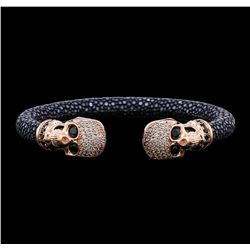 Cozmo Sterling Silver Crystal Skull Cuff Bracelet