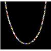 Image 2 : 33.10 ctw Multi Color Sapphire and Diamond Necklace - 18KT White Gold