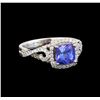Image 1 : 14KT White Gold 1.62 ctw Tanzanite and Diamond Ring
