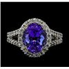 Image 2 : 3.88 ctw Tanzanite and Diamond Ring - 14KT White Gold