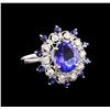 Image 1 : 14KT White Gold 3.43 ctw Tanzanite and Diamond Ring