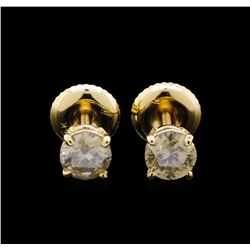 0.80 ctw Diamond Earrings - 14KT Yellow Gold