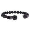Image 1 : Cozmo Sterling Silver Black Crystal Skull Cuff Bracelet