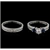 Image 2 : 0.70 ctw Diamond and Sapphire Wedding Ring Set - 14KT White Gold