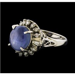 4.57 ctw Star Sapphire and Diamond Ring - Platinum