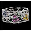 Image 1 : 9.92 ctw Sapphire and Diamond Bangle Bracelet - 14KT White Gold