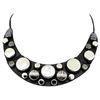 Image 2 : Metallic Button Bib Necklace - Black Plated