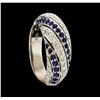 Image 4 : Sapphire and Diamond Ring - 18KT White Gold