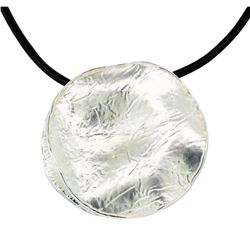 Matte Hand Painted Medallion Necklace - Rhodium Plated