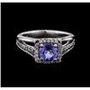 Image 2 : 1.08 ctw Tanzanite and Diamond Ring - 14KT White Gold