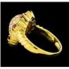 Image 3 : 0.62 ctw Ruby and Diamond Ring - 18KT Yellow Gold