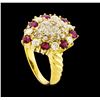 Image 4 : 0.62 ctw Ruby and Diamond Ring - 18KT Yellow Gold