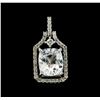 Image 1 : 3.78 ctw White Sapphire and Diamond Pendant - 14KT White Gold