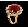 Image 4 : 5.61 ctw Coral and Diamond Ring - 14KT Rose Gold