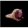 Image 1 : 14KT Rose Gold 6.96 ctw Ruby and Diamond Ring