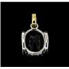 Image 2 : 19.48 ctw Golden Tourmaline and Diamond Pendant - 14KT White and Yellow Gold