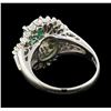 Image 3 : 0.58 ctw Emerald and Diamond Ring - Platinum