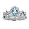 Image 1 : 0.55 ctw Aquamarine and Diamond Ring - 14KT White Gold