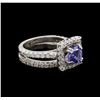 Image 1 : 14KT White Gold 1.61 ctw Tanzanite and Diamond Wedding Ring Set