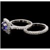 Image 3 : 14KT White Gold 1.61 ctw Tanzanite and Diamond Wedding Ring Set