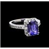 Image 1 : 3.30 ctw Tanzanite and Diamond Ring - 14KT White Gold