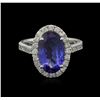 Image 2 : 3.37 ctw Tanzanite and Diamond Ring - 14KT White Gold