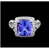 Image 2 : 5.56 ctw Tanzanite and Diamond Ring - 14KT White Gold