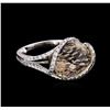 Image 1 : 3.00 ctw Smoky Quartz and Diamond Ring - 18KT White Gold