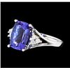 Image 1 : 3.40 ctw Tanzanite and Diamond Ring - 14KT White Gold