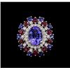 Image 2 : 14KT White Gold 3.58 ctw Tanzanite, Sapphire, Ruby and Diamond Ring