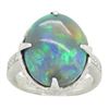 Image 3 : 7.18 ctw Australian Black Opal and Diamond Ring - 18KT White Gold