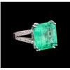 Image 1 : 18.15 ctw Emerald and Diamond Ring - 14KT White Gold