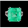 Image 2 : 18.15 ctw Emerald and Diamond Ring - 14KT White Gold